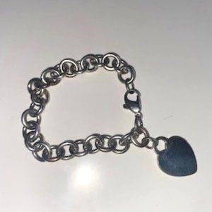 Tiffany & Co Sterling Silver Heart Tag Charm Bracelet